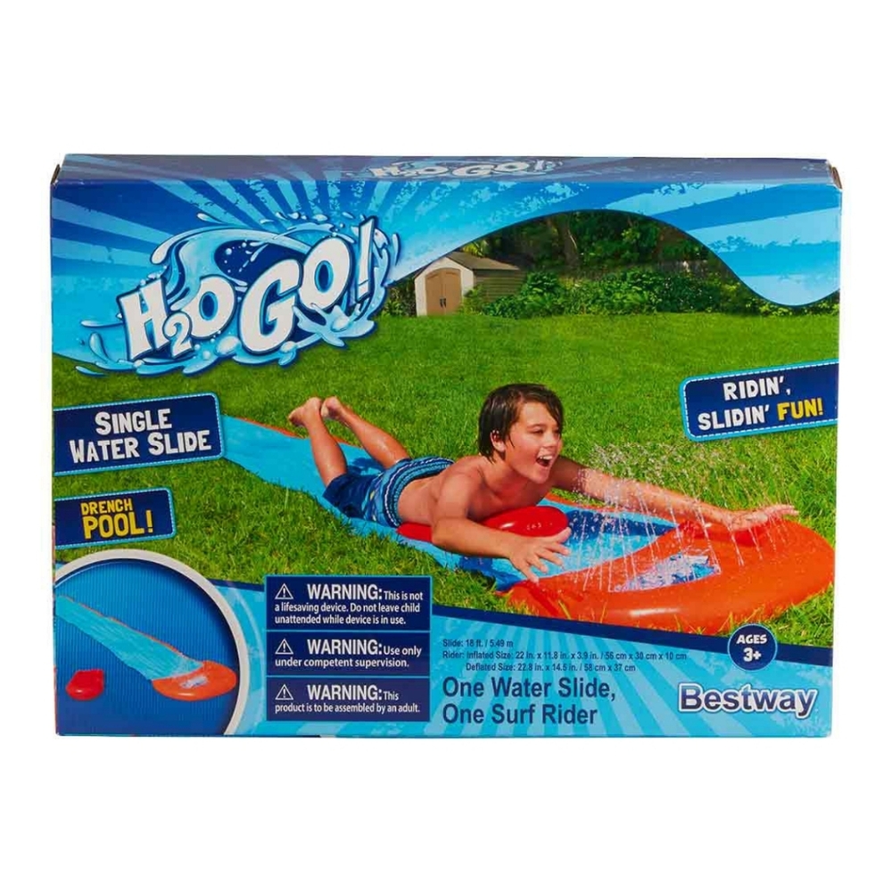 NEW H2OGO! Single Water Slide with Drench Pool Surf Rider 18ft